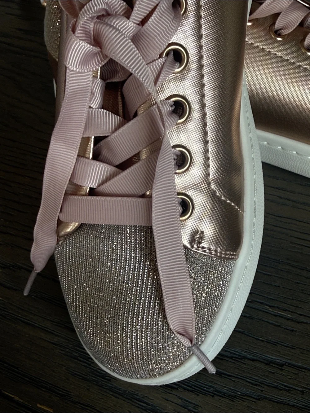 Rose gold metallic Miss KG by Kurt Geiger low-top sneakers